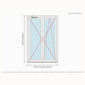 Porte-fenêtre PVC Drutex Iglo 5 2 vantaux sur mesure, prix en ligne | A2T