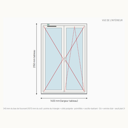 Porte-fenêtre PVC Drutex Iglo 5 2 vantaux sur mesure, prix en ligne | A2T
