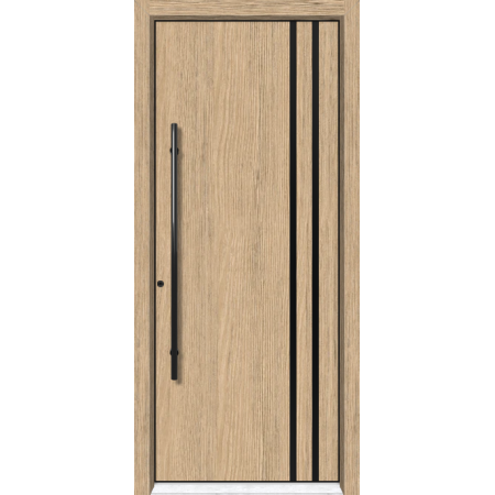 Porte d'entrée composite Wissembourg – modèle 3 chêne naturel