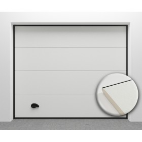 Porte de garage sectionnelle lisse motorisée Normandie – A2T Distributions Porte-de-garage-sectionnelle-normandie-ral-9010-sablé-lisse--a2t-distributions