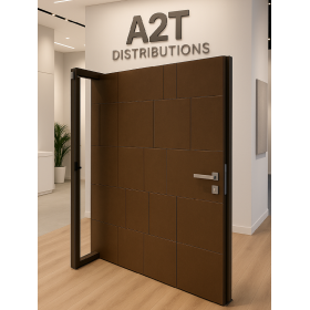 Porte pivot modèle 1018 finition Corten vue interieure