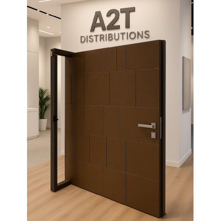 Porte pivot modèle 1018 finition Corten vue interieure