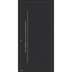 Porte d'entrée BREST  extérieur noir 2100 sablé, intérieur blanc 9016 fine structure quantum-q10-Noir-2100-sablé-vue-exterieur
