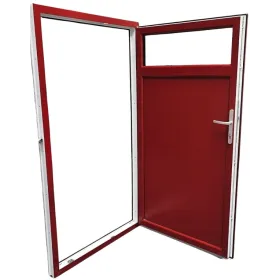 Porte-service-pvc-rouge-vue-exterieure