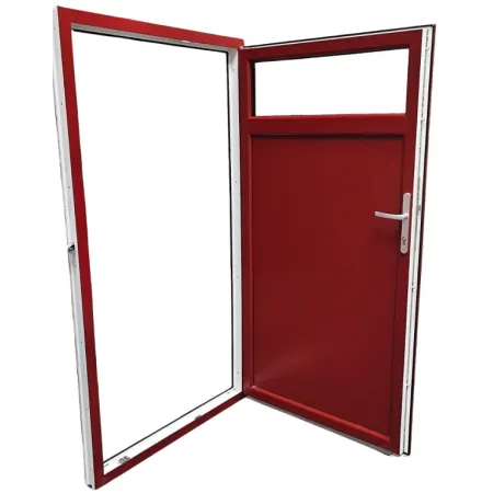 Porte-service-pvc-rouge-vue-exterieure