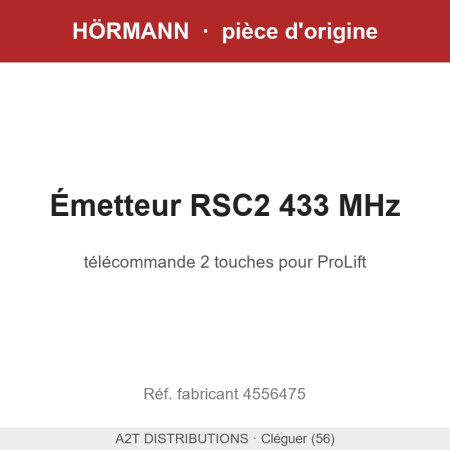 Émetteur Hörmann RSC2 433 MHz | Hörmann A2T