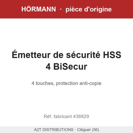 Émetteur de sécurité Hörmann HSS 4 BiSecur | Hörmann A2T
