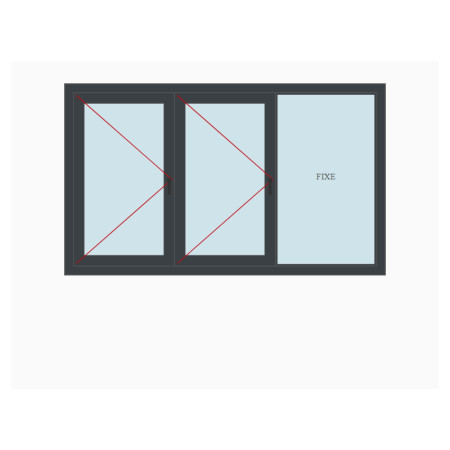 Fenêtre alu 3 vantaux dont 1 fixe sur mesure, prix en ligne | A2T