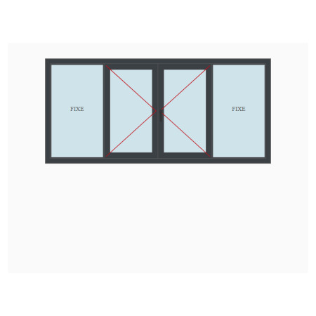 Fenêtre alu 4 vantaux dont 2 fixes sur mesure, prix en ligne | A2T
