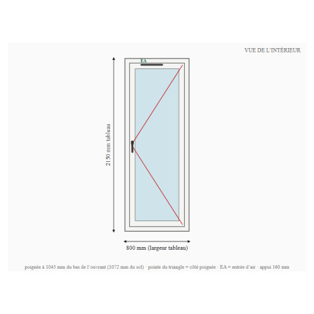 Porte-fenêtre alu 1 vantail sur mesure, prix en ligne | A2T