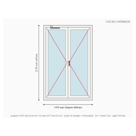 Porte-fenêtre alu 2 vantaux sur mesure, prix en ligne | A2T