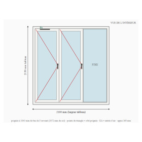Porte-fenêtre alu 3 vantaux dont 1 fixe sur mesure, prix en ligne | A2T