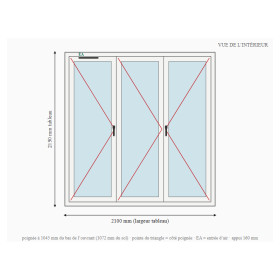 Porte-fenêtre alu 3 vantaux sur mesure, prix en ligne | A2T