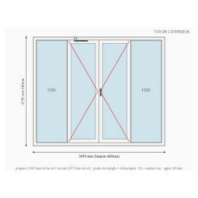 Porte-fenêtre alu 4 vantaux dont 2 fixes sur mesure, prix en ligne | A2T