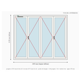 Porte-fenêtre alu 4 vantaux sur mesure, prix en ligne | A2T