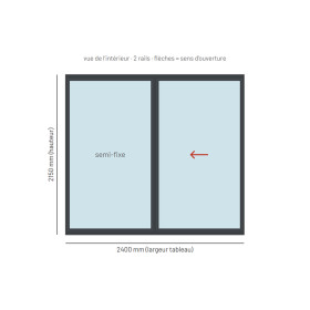 Baie coulissante alu 2 vantaux sur mesure, prix en ligne | A2T
