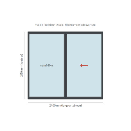 Baie coulissante alu 2 vantaux sur mesure, prix en ligne | A2T
