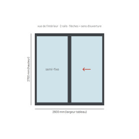Baie coulissante alu grande hauteur 2 vantaux sur mesure, prix en ligne | A2T