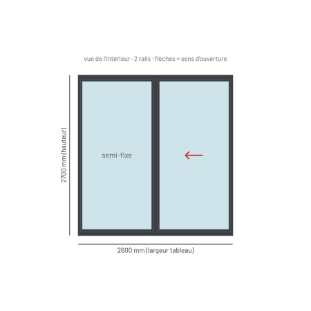Baie coulissante alu grande hauteur 2 vantaux sur mesure, prix en ligne | A2T