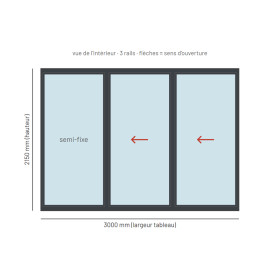 Baie coulissante alu 3 vantaux 3 rails sur mesure, prix en ligne | A2T