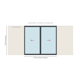 Baie à galandage alu 2 vantaux, refoulement 2 côtés sur mesure, prix en ligne | A2T
