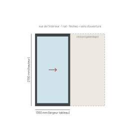 Baie à galandage alu grande hauteur 1 vantail sur mesure, prix en ligne | A2T