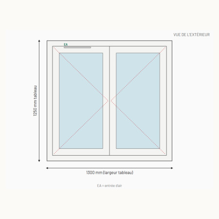 Fenêtre PVC oscillo-battante 2 vantaux sur mesure, prix en ligne | A2T