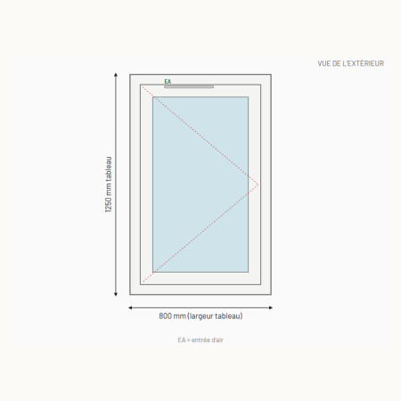 Fenêtre PVC 1 vantail à la française sur mesure, prix en ligne | A2T