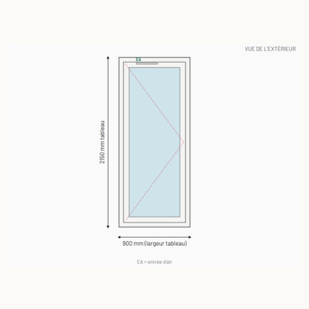 Porte-fenêtre PVC 1 vantail sur mesure, prix en ligne | A2T