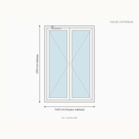 Porte-fenêtre PVC 2 vantaux sur mesure, prix en ligne | A2T