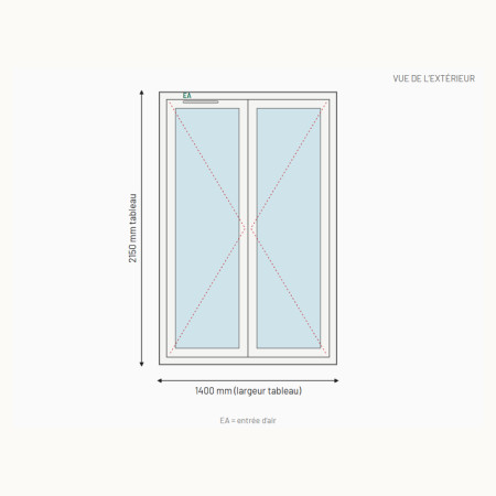 Porte-fenêtre PVC 2 vantaux sur mesure, prix en ligne | A2T