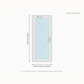 Porte-fenêtre PVC 1 vantail à serrure sur mesure, prix en ligne | A2T