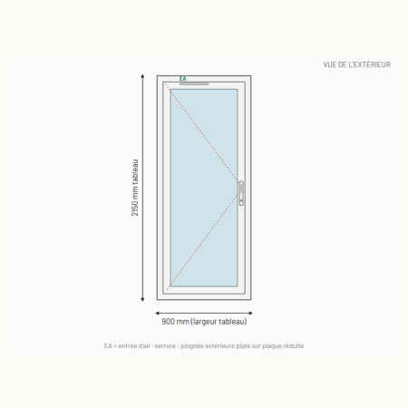 Porte-fenêtre PVC 1 vantail à serrure sur mesure, prix en ligne | A2T