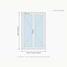 Porte-fenêtre PVC 2 vantaux à serrure sur mesure, prix en ligne | A2T