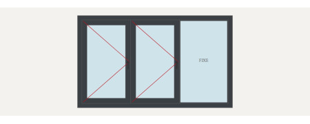 Fenêtre alu 3 vantaux dont 1 fixe sur mesure, prix en ligne | A2T
