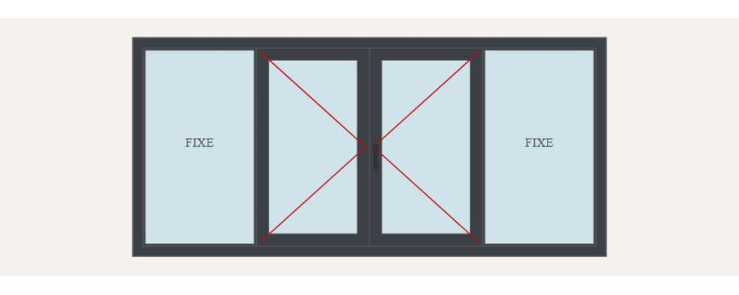Fenêtre alu 4 vantaux dont 2 fixes sur mesure, prix en ligne | A2T