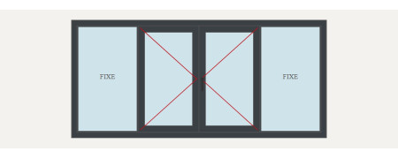 Fenêtre alu 4 vantaux dont 2 fixes sur mesure, prix en ligne | A2T