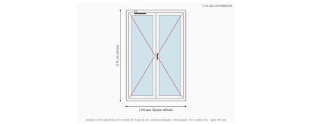 Porte-fenêtre alu 2 vantaux sur mesure, prix en ligne | A2T