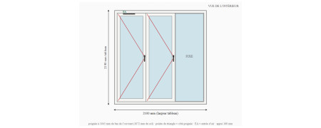 Porte-fenêtre alu 3 vantaux dont 1 fixe sur mesure, prix en ligne | A2T