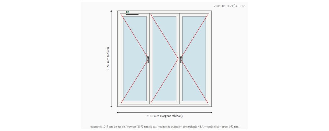 Porte-fenêtre alu 3 vantaux sur mesure, prix en ligne | A2T