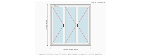 Porte-fenêtre alu 3 vantaux sur mesure, prix en ligne | A2T