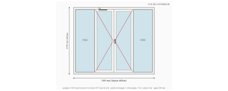 Porte-fenêtre alu 4 vantaux dont 2 fixes sur mesure, prix en ligne | A2T