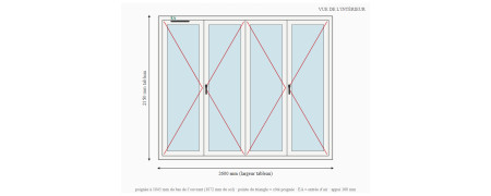 Porte-fenêtre alu 4 vantaux sur mesure, prix en ligne | A2T