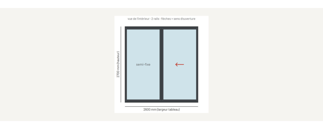 Baie coulissante alu grande hauteur 2 vantaux sur mesure, prix en ligne | A2T