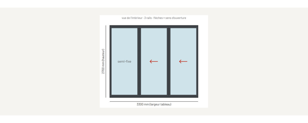 Baie coulissante alu grande hauteur 3 vantaux 3 rails sur mesure, prix en ligne | A2T