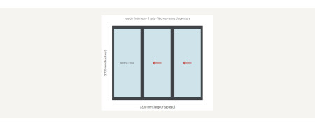 Baie coulissante alu grande hauteur 3 vantaux 3 rails sur mesure, prix en ligne | A2T