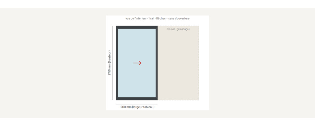 Baie à galandage alu 1 vantail sur mesure, prix en ligne | A2T