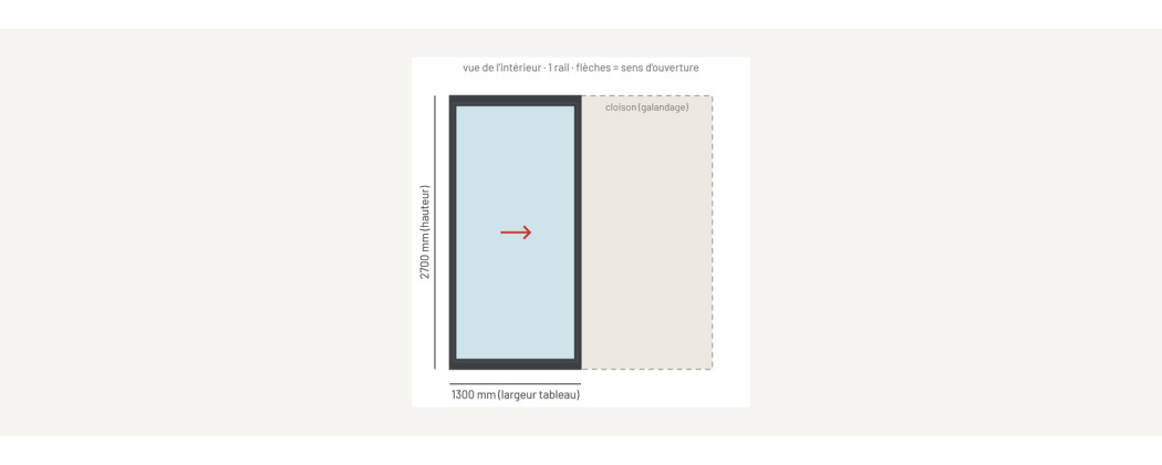 Baie à galandage alu grande hauteur 1 vantail sur mesure, prix en ligne | A2T
