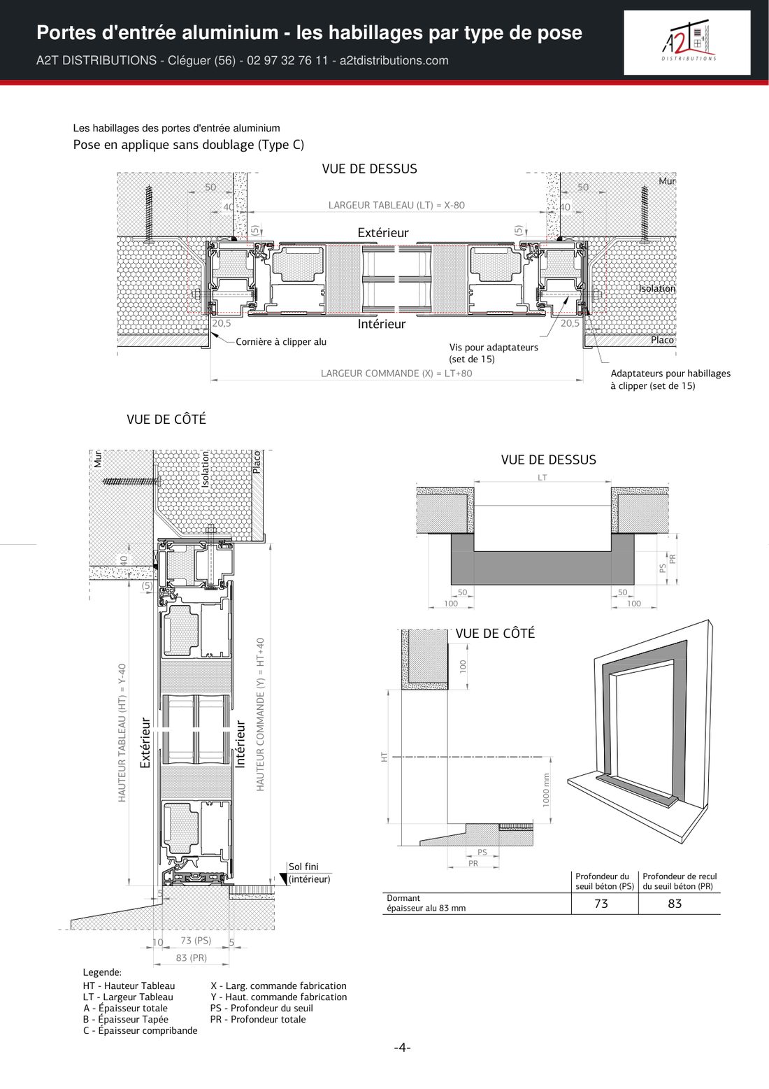 Porte d’entrée aluminium en applique sans doublage : cornière à clipser - A2T DISTRIBUTIONS