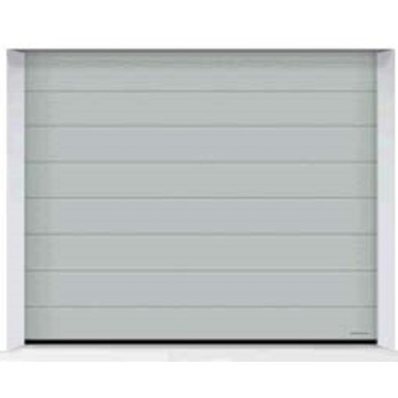 Porte de garage Hörmann RenoMatic Woodgrain rainure M RAL 7035 gris clair